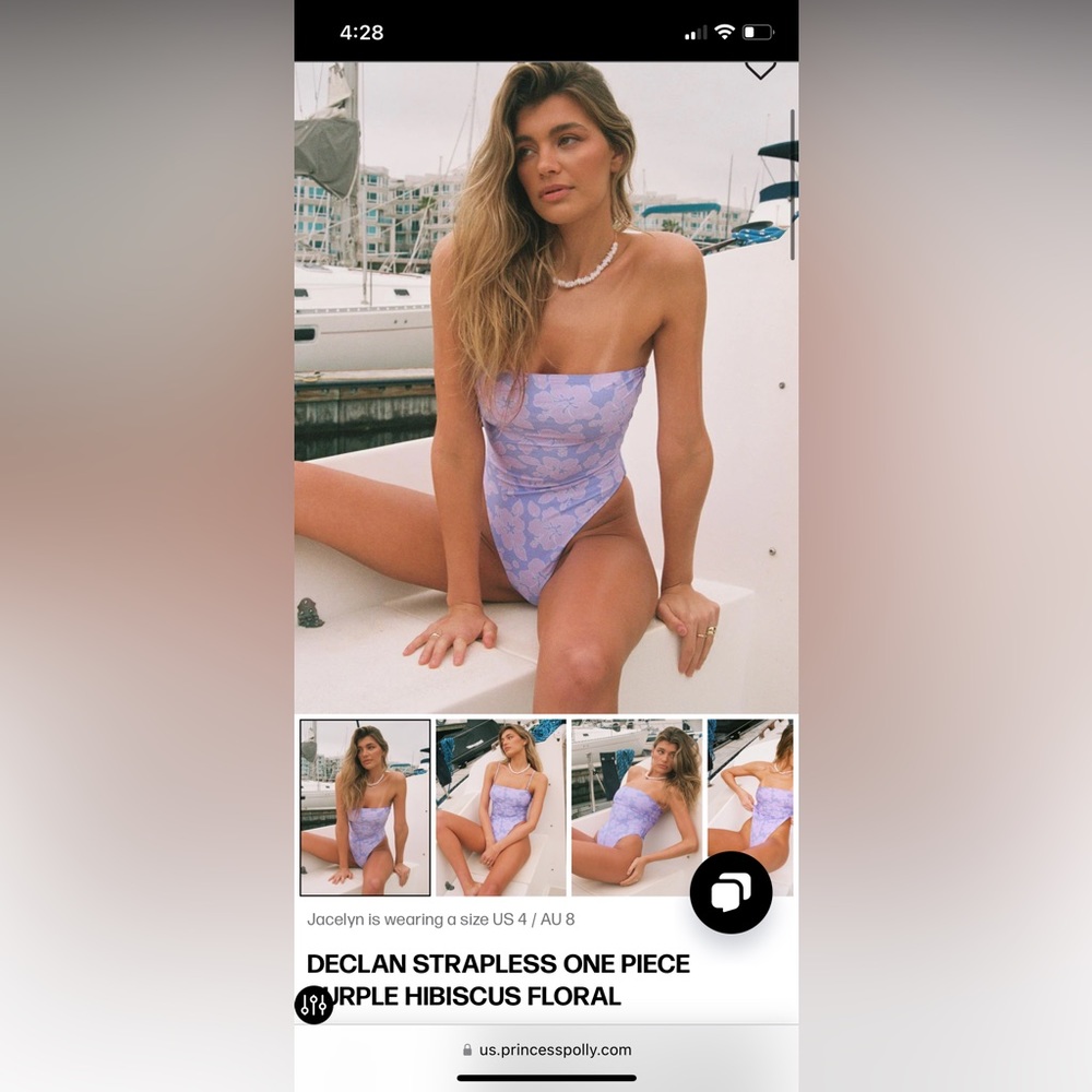 BNWT DECLAN STRAPLESS ONE PIECE PURPLE HIBISCUS FLORAL Size US 4💜